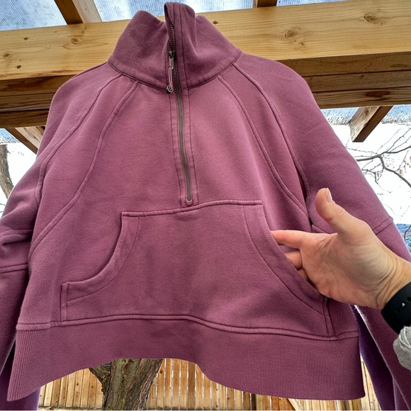 Lululemon Vintage Plum Cropped 1/2 Zip Funnel Neck Pullover Sweatshirt M/L - Picture 7 of 16
